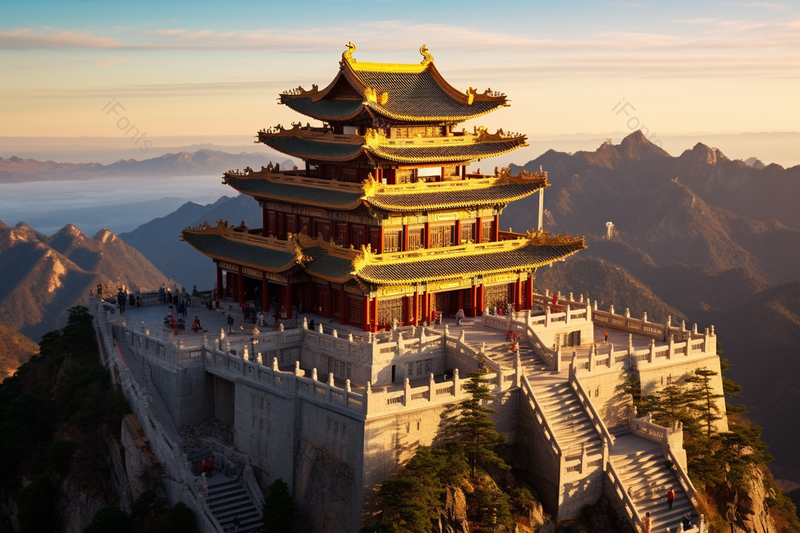 云顶之上的城堡建筑物实拍摄影图,高清,摄影图,摄影图片,图片大全,摄影图免费下载